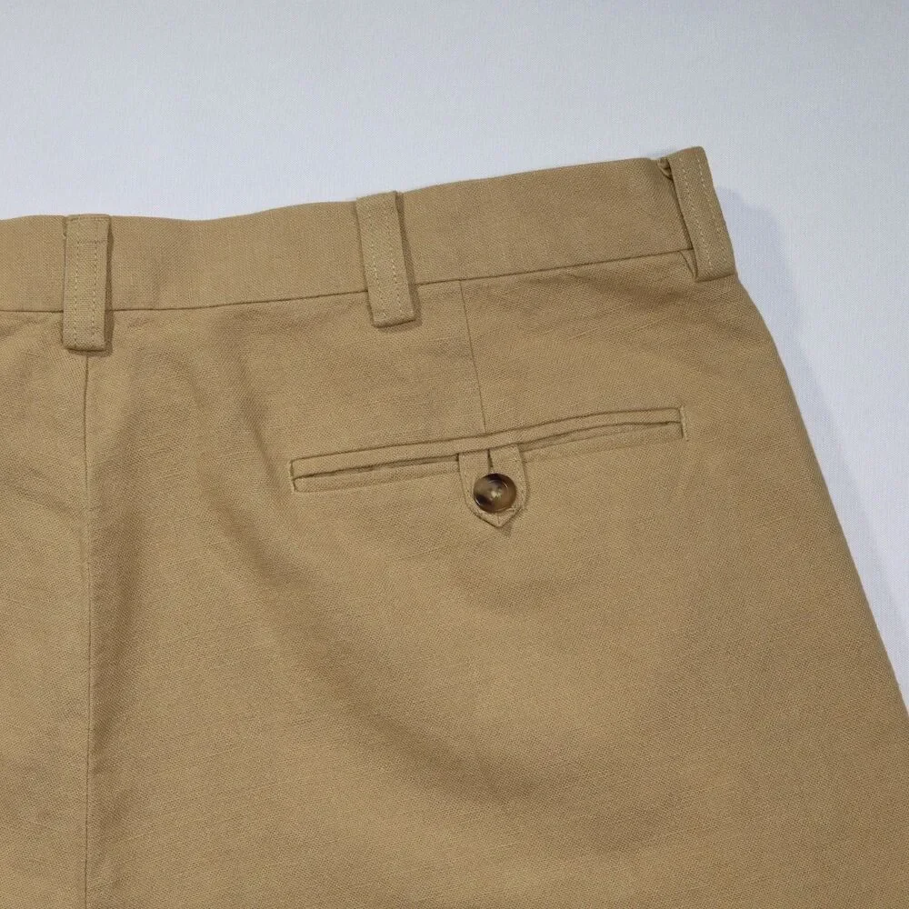 LL Bean Mens 36 Linen Cotton Blend Shorts Flat Front Casual Summer Khaki Tan 8